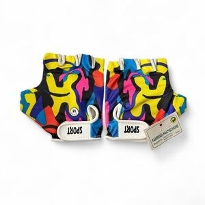 Vintage 80s Fahrrad-Handschuhe Lidl Cycling Gloves Colorful Sport Half Finger M